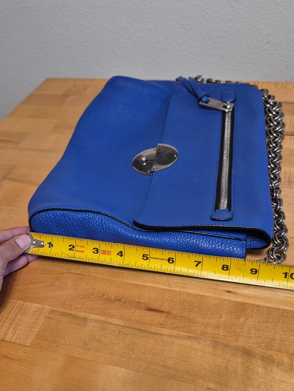 Marc Jacobs Gotham Blue Pebbled Leather Silver Chain Shoulder / Hand Purse Bag - Picture 13 of 15